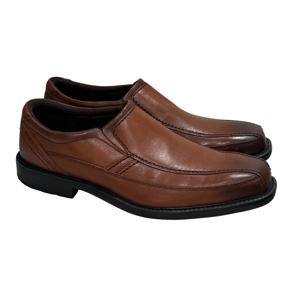 Rockport TruTech Loafers Mens 10.5 Tan Leather Square Toe Slip On CH5296 EUC